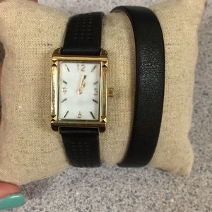 Stella & Dot genuine leather wrap watch